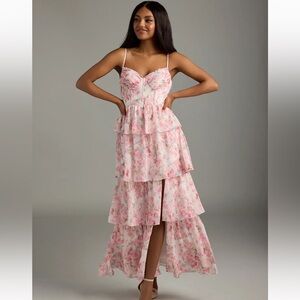 NWT Azazie Kaiden Floral A-Line Sweetheart Neckline Chiffon Dress